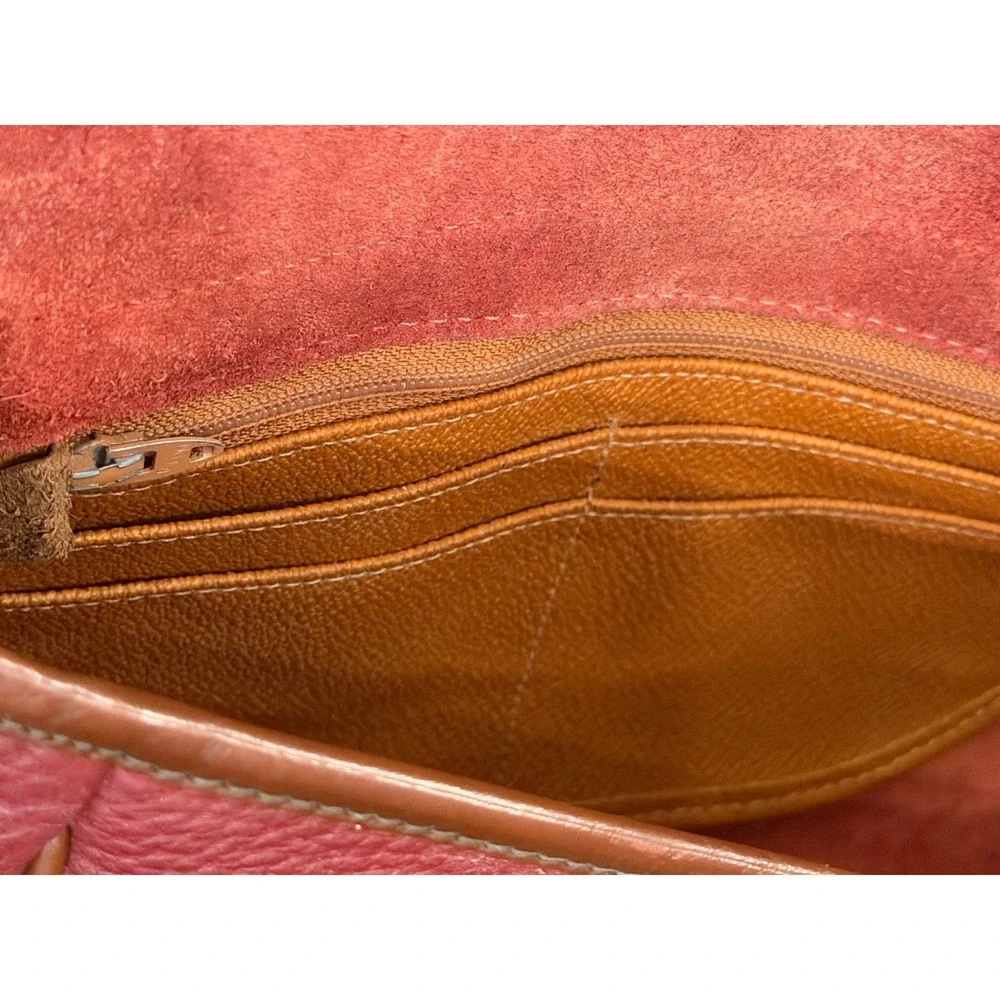 Dooney & Bourke Vintage All Weather Leather Crossbody Saddle Bag Burgundy Purse - Picture 9 of 14